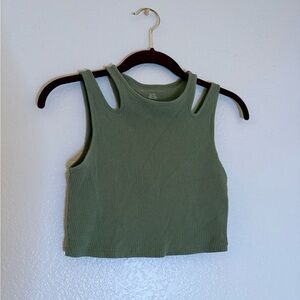 American Eagle Outfitters Sage Green Ribbed Crop Top